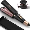 Mini Waver Hair Tool Crimper for Women Short Hair 0.4 inch Travel Double Barrel Small S Waver Ceramic Curling Iron (110-240V) Dual Voltage with 5 Temps, Anti-scalding for Dating, Daily (Black)