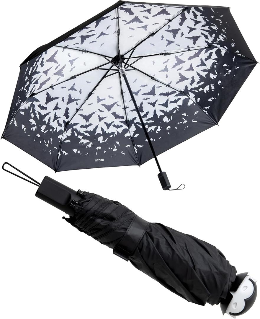 OTOTO NEW! Spookula Vampire Folding, Collapsible, Umbrella, Unique, Goth Accessories, Cool Gifts, Gothic, Black and White, Cute, Rain Umbrella, Spooky, Halloween