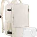 Travel Backpack for Women, Expandable 40L Carry on Flight Approved Backpack, 17 Inch Laptop Waterproof Travel Bag for College, Travel, Work, Beige