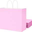 SUNCOLOR Paper Gift Bags with Handles, Pink, 13x10x5.5 Inch, Large Size, 25 Pack, for Birthday, Wedding, Shopping