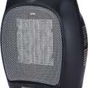 Amazon Basics Oscillating Ceramic Space Heater, Portable Heater for Indoor Use, for Office and Home, With Overheat and Tip-Over Protection, Thermostat, 1500W, Black, 7.52"D x 6.34"W x 9.45"H
