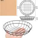 18 Pcs 8 Inch Round Black Wire Baskets for Storage with 50 Sheets Deli Wrappers Paper, Versatile Metal Bread Baskets for Serving, Fast Food, and Kitchen Organization