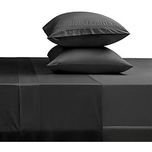 SONORO KATE Bed Sheet Set Super Soft Microfiber 1800 Thread Count Luxury Egyptian Sheets 18-Inch Deep Pocket Wrinkle and Hypoallergenic-4 Piece(Queen, Black)