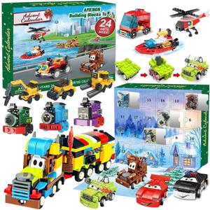Christmas Advent Calendar 2025 with Car Building Blocks for Kids, 24 Days Christmas Countdown Calendars 12 In 1 Building Blocks Stem Toys for Boys Girls Toddler Xmas Stocking Stuffers Holiday Gifts