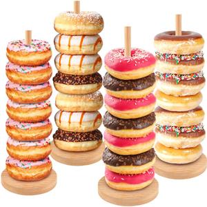 Farmhouse Donut Stand for Dessert Table 4 PCS, Donut Holder Stand, Bagel Holder Stand, Donut Display Stand for Party, Doughnut Tower Stand for Birthday, Wedding, Baby Shower Decoration