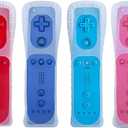 Wii Remote Controller, 4 Packs Upgrade Wireless Controller Compatible with Wii Wii U(Red Blue Pink Deep Blue)