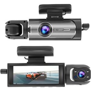 Dash Camera Front and Inside, 3.16inch Dash Cam 1080P, G Sensor HD Night Vision Loop Recording Wide Angle Car DVR (Front and Inside)