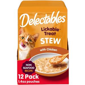 Delectables Non-Seafood Stew Lickable Wet Cat Treats, Chicken, 1.4 oz (Pack of 12), 03/29/2027