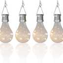 pearlstar Solar Light Bulbs Outdoor Waterproof Garden Camping Hanging LED Light Lamp Bulb Globe Hanging Lights for Home Yard Christmas Party Holiday Decorations (6 Pack-Clear Bulbs)