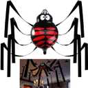 Unomor Halloween Decorations Hanging Spider with Balloon for Halloween Party or Haunted House Decorations  20 Feet