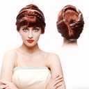 STfantasy Women Wig with Braid Updo Bun for Women Halloween Cosplay 13 Inches Hair with Cap