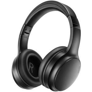 Bingozones A10 Noise Cancelling Headphones Wireless, Black Bluetooth Headset with Mic, Bluetooth 5.3, HiFi Stereo Sound, Deep Bass, 20+H Playtime, Lightweight On Ear Wired Headphones for Tablet/PC