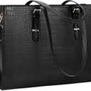 Laptop Bag for Women 15.6 Inch Crocodile Leather Tote Bag Water-resistant Work Briefcase Business Computer Shoulder Bag for Travel Teacher Nurse Professional Handbag,Black