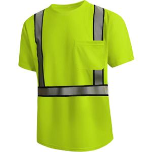 SKSAFETY High Visibility Classic T-Shirts Quick Dry Class 2 Safety Shirts for MenWomen, Quick Dry Reflective Short Sleeve Breathable Birdeyes T-Shirt with Pocket for Construction Work (X-Large, Yellow-04)