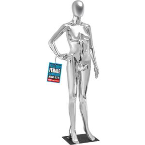 Female Mannequin - Premium Quality Construction, Detailed Dimensions for Realistic Proportions, Sturdy, Durable, and Secure, Versatile Display for Various Clothing Styles, Silver, Standard/Average