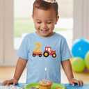 Tstars Farm Tractor 2nd 3rd Birthday Shirt for Toddler Boys or Girls - Gift Tee for 2 3 Year Old - Kids Bday Party Outfit (Blue)