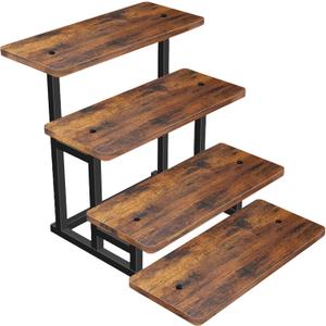 Cupcake Stand for 50 Cupcakes, 4 Tier Wooden Risers Display Stands Stepped Dessert Table Display Set with Metal Frame Tiered Tray Stand Serving Trays for Party Farmers Market Display (1 pack)