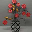 WTXRHW Metal Wall Art Metal Wall Decor Steel Decor - Wall Mount Plant Flower Pot Personalized 3D Metal Wall Decorative Vintage Hanging Art Style for Home Living Room Kitchen Bedroom (18.9" x 23.6")