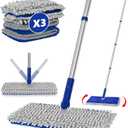 Enspoway 2Sided Microfiber Dust Mop: Dry Flat Wall Mop for Hardwood Floors with 3 Reusable Pads Reversible Head for Apartment Kitchen Tile Laminate Pet Hair Cleaning