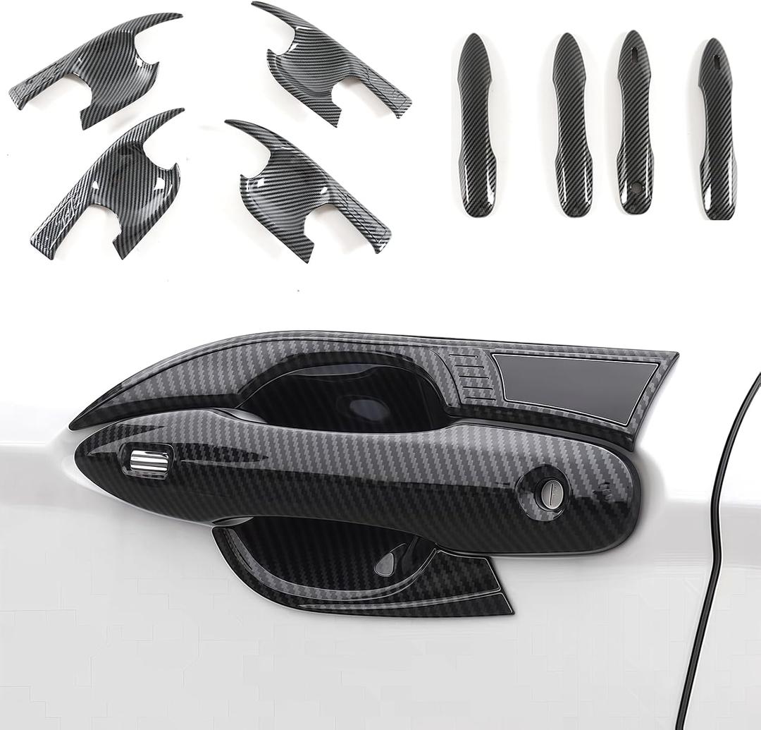 Exterior Door Handle Bowl Cover Trim Set for Toyota Camry LE SE XLE XSE 2018 2019 2020 2021 2022 2023 2024 2025 8th 8.5th Gen (Carbon Fiber Print)