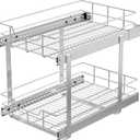 2 Tier Pull Out Cabinet Organizer 14" W X 22" D, Slide Out Drawers For Kitchen Cabinets, Pull Out Drawers For Cabinets Capacity Heavy Duty Caddy, Cabinet Pullout Shelves Chrome-Plated,Bathroom Pantry