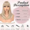 Haloo Blonde Bob Wigs with Bangs Shoulder Length Straight Natural Looking Synthetic Heat Resistant Medium Hair Wigs for Women Daily Party, 16 Inch Dirty Blonde