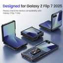 VEGO for Galaxy Z Flip 7 Case [Built-in Screen Protector][Anti-Scratch] [Hinge Protection] Military Drop Protection Ring Kickstand Phone Case for Samsung Galaxy Z Flip 7 5G 2025(Not for Flip 7FE)-Blue