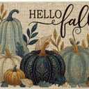 Artoid Mode Blue Pumpkin Fall Doormat 17x29 Inch