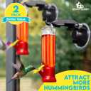 Gray Bunny Window Hummingbird Feeder with Strong Suction Cups Hangers (2 Pack) Small Plastic Humming Birds Feeders for Outside, New Leak-Proof Design, Gifts for Mom, Dad, Bird Lovers