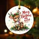 2 x Funny Reindeer Ornaments 2025, Wild Animal Lovers Gifts for Women, Cute Deer Gifts for Friends, Neighbors, Family, Ceramic Ornament for Nature Christmas Decorations
