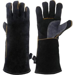 Extreme Heat & Fire Resistant Gloves Leather with Kevlar Stitching,Mitts Perfect for Fireplace, Stove, Oven, Grill, Welding, BBQ, Mig, Pot Holder, Animal Handling