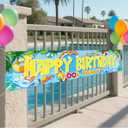 Pool Birthday Party Decorations Banner Large Colorful Pool Happy Birthday Yard Banner Swimming Pool Party Supplies for Summer Beach Hawaiian Luau Tropical Birthday Baby Shower Party Outdoor Decor