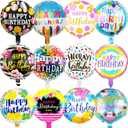 36PCS Happy Birthday Foil Balloons, 18" Round Helium Party Balloon Floating Inflatable Happy Birthday Balloons for Kids Birth Parties Baby Shower Decoration Supplies