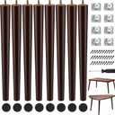 TURSTIN 8 Pieces 16 Inches Table Legs Wood Furniture Legs Tapered Round Replacement Desk Chair Legs Mid Century Furniture Legs for Coffee Table Dresser Night Stand (Brown)