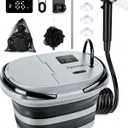 Portable Shower with 20L Foldable Bucket: Integrated Bucket + Shower Head,13000mAh Rechargeable Camping Shower with LED Display, Fruit Wash Mode, IPX8 Waterproof & 5-Speed,Portable for Travel,Pet Bath, Small