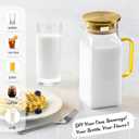 40 oz,1.2Liter Square Glass Pitcher with Lid and Spout, Water Pitchers with Handle for Fridge, Borosilicate Glass Carafe for Hot/Cold Drink, Large Jug for Iced Tea, Coffee, Beverage, Cold