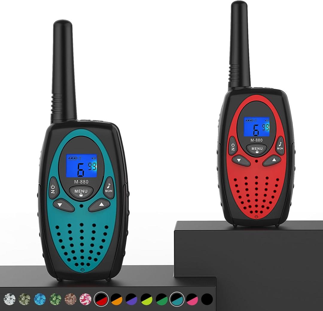Walkie Talkies Long Range, M880 FRS Two Way Radio for Adults with Mic LCD Screen/Resistance Wakie-Talkies with Noise Cancelling for Men Women Outdoor Adventures Cruise Ship (Blue and Red)