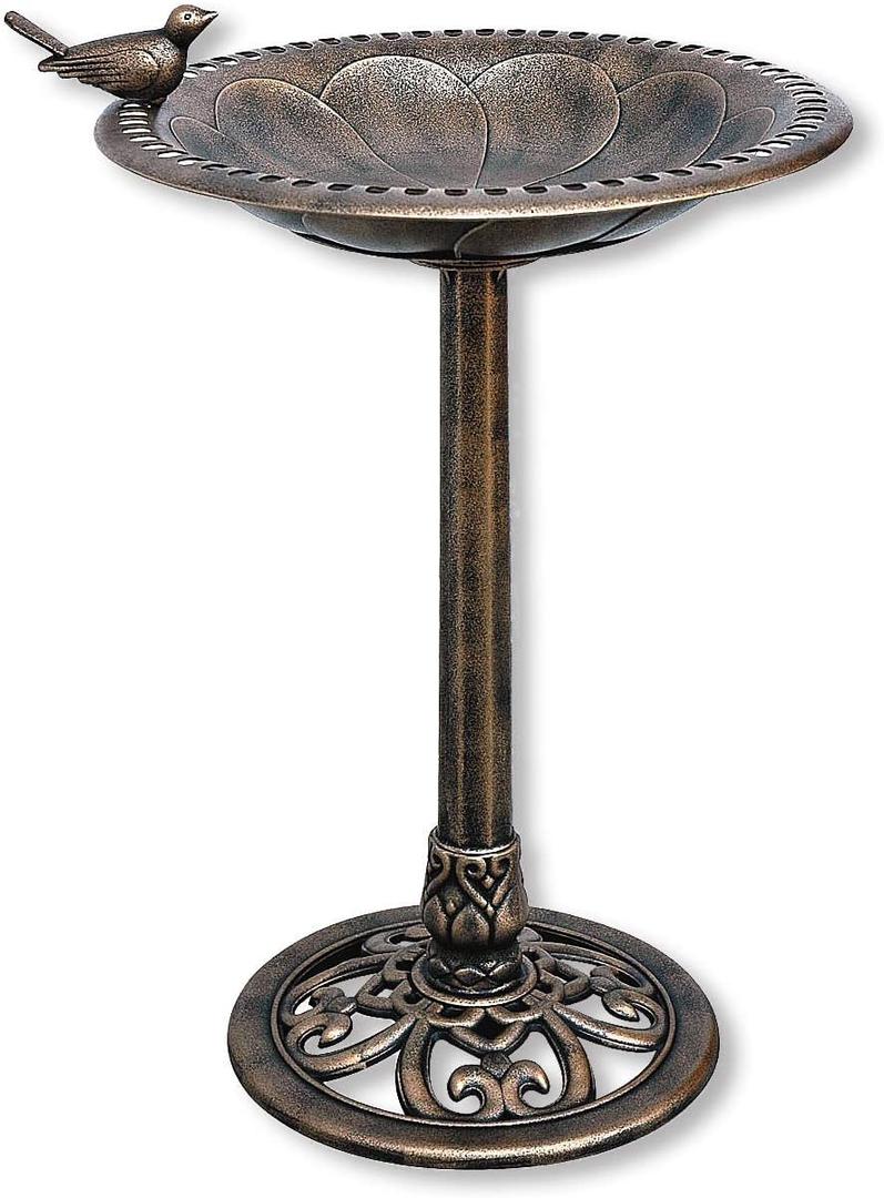 BACKYARD EXPRESSIONS PATIO  HOME  GARDEN 912449-WB Outdoor Garden Bird Bath- Bronze- Weather Resistant Polyresin-30 Inch-Backyard Expressions
