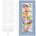 Woodoulogy Hanging Stuffed Animal Storage, Over Door Large Plush Toy Organizer with Metal Hook, Baby Accessory Holder Idea for Nursery, Doll & Bear Mesh Hammock Bag for Girl Boy Kid Room (White)