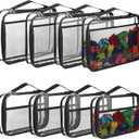 8 Packs Toy Storage Bags with Zipper, Reusable Clear PVC Board Game Storage, Travel Waterproof Organizer Bags with Portable Handle for Building Blocks, Bricks, Puzzles, Books (Large+Small, Black)