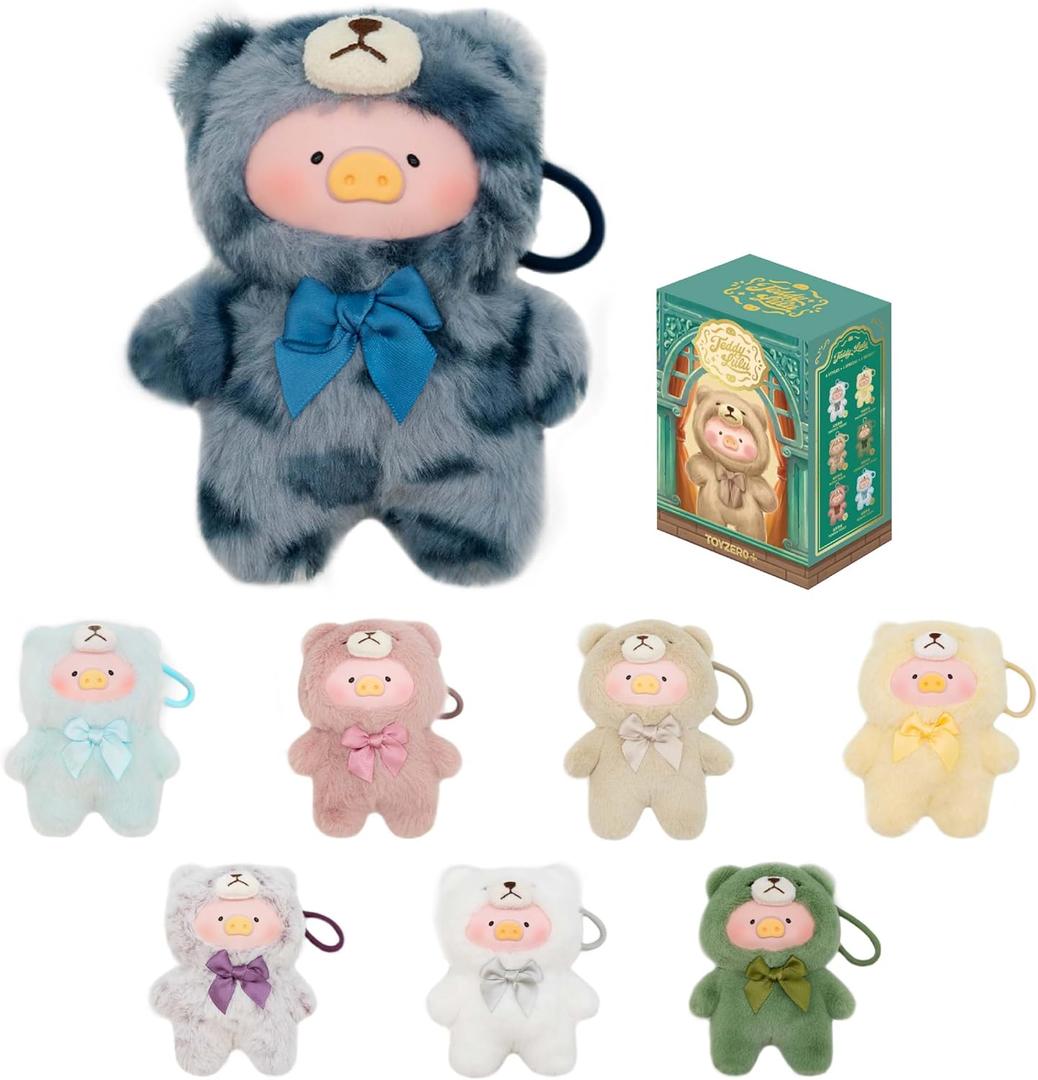 Official Lulu The Piggy Blind Box-Vintage Teddy Shop Series Plush Keychain Blind Boxes Figures Cute Stuffed Animals Mystery Box Collectibles Toys Home Decorations Birthday Gifts, Single Box
