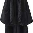Royoliving Fuzzy Sherpa Wearable Fleece Blanket with Pockets for Adults, Ultra Soft Plush Shawl TV Throw Blankets (Black, 58'' x 64'')