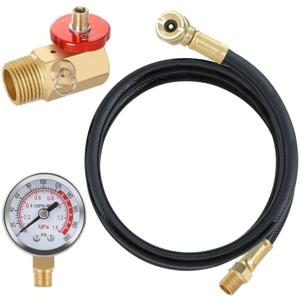 Hromee Air Tank Repair Kit w/Safety Valve, Pressure Gauge and 4 Feet Air Tank Hose Assembly kit for Portable Carry Tank