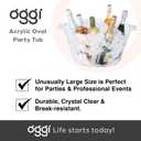 OGGI Acrylic Oval Party Tub - Clear Beverage Cooler w/Handles, Wine Cooler, Beer Chiller, Ideal Party Tubs for Drinks, Use Ice Tub for Indoor or Outdoor Bars, 18.5" x 11"