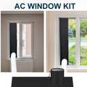 Nuanchu Portable Air Conditioner Window Vent Kit Sliding Window Seal Kit with Drawstring and Adhesive 10 x 40~64 inch Length Adjustable Fastener AC Vent Sealing Cloth for Dryer Hose(Black)