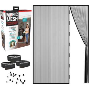 Magic Mesh Double Door- Hands Free Magnetic Screen Door, Fits French & Sliding Doors 75 in x 83 in