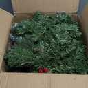 9 Foot by 10 Inch Christmas Garland  50 LED Lights, Battery Operated Lighted Garland Wreath with Pine Cones Red Berries Lush Branches, Prelit Garland Xmas Decoration Indoor Outdoor Home Holiday