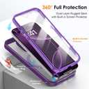 for iPhone 16 Pro Max Case with Invisible Magnetic Stand, Compatible with Mag-Safe Translucent Matte with Built-in Screen Protector, Shockproof Protective Phone Case for Women Men, Purple