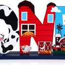 Farm Animal 1st Birthday Party Table Decoration, One Table Topper Letter Sign Wood Farm Barnyard First Birthday Milestone Baby Shower Decoration Barn Photo Props Centerpiece Grass Children Newborn