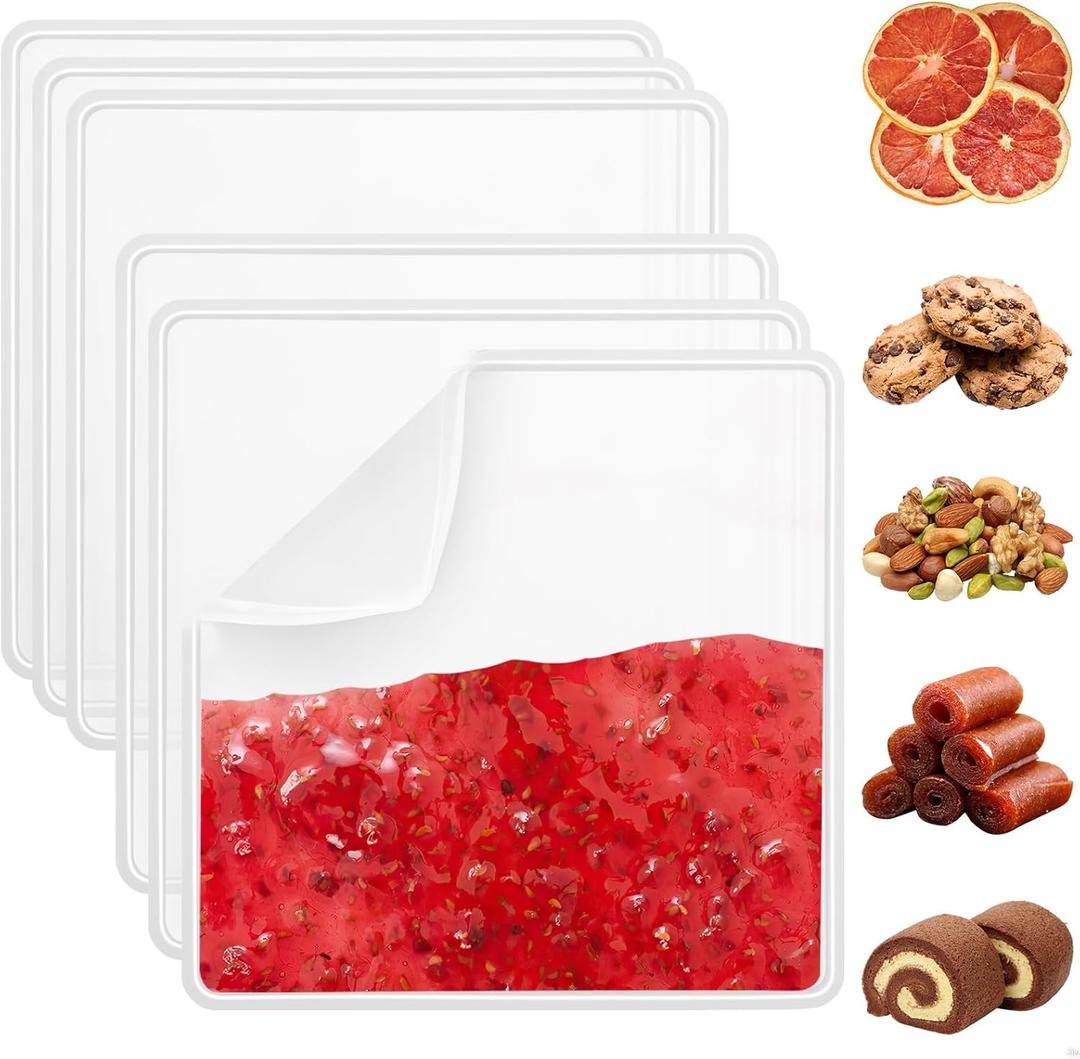 6Pcs Silicone Dehydrator Sheets 11x11 inch, Non-Stick Dehydrator Tray Liner with Edge for Food Freeze Dryer, Reusable Dryer Mats for Fruits, Vegetables, Meat, Yogurt
